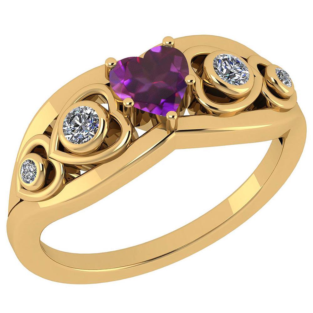 Certified 0.66 Ctw Amethyst And Diamond VS/SI1 14K Yell: Certified 0.66 Ctw Amethyst And Diamond VS/SI1 14K Yellow Gold Ring -- Color Stone Approx Weight: 0.50 Ctw (1 Pcs Heart) Center Stone Color: Amethyst Center Stone Setting: Prong Side Stone (4 Pcs Roun