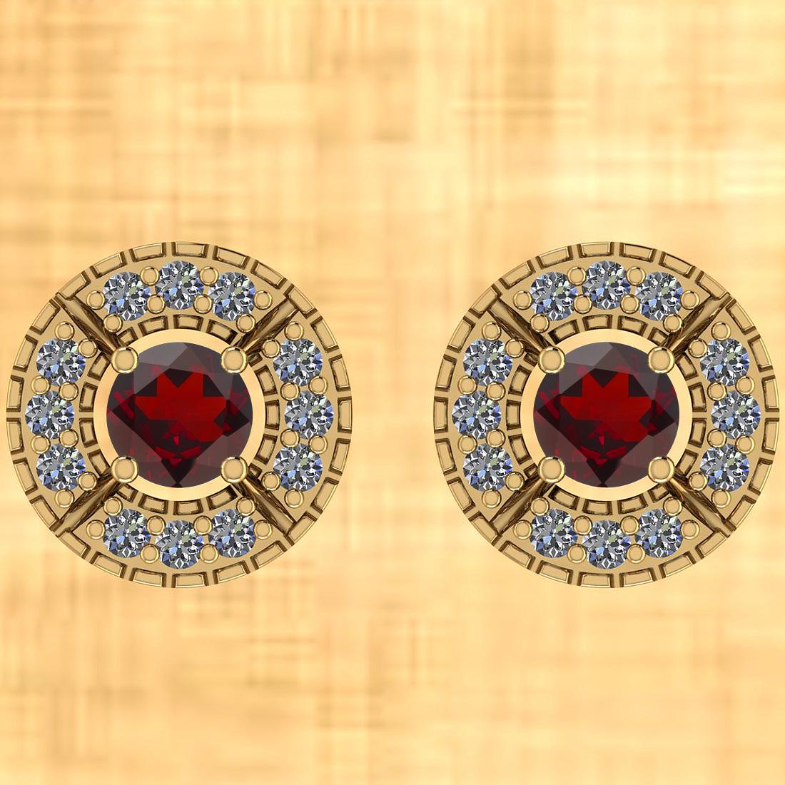 Certified 0.74 Ctw Garnet And Diamond I2/I3 10K Yellow: Certified 0.74 Ctw Garnet And Diamond I2/I3 10K Yellow Gold Stud Earrings -- Color Stone Approx Weight: 0.50 Ctw (2 pcs Round) Center Stone Color: Garnet Center Stone Setting: Prong Diamond Stone Appr