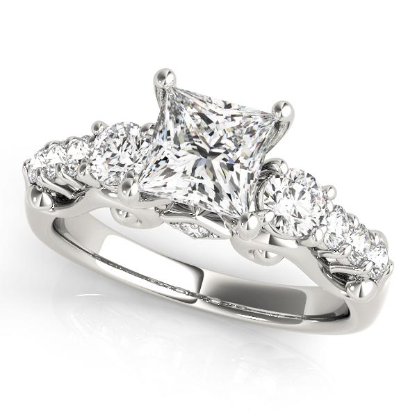 Certified 1.35 Ctw SI2/I1 Diamond 14K White Gold three: Certified 1.35 Ctw SI2/I1 Diamond 14K White Gold three Stone Ring -- Center Diamond Approx Weight: 1.00 Ctw (Princess Cut) Center Color: J-K Center Stone Clarity: SI2/I1 Center Stone Setting: Prong Si