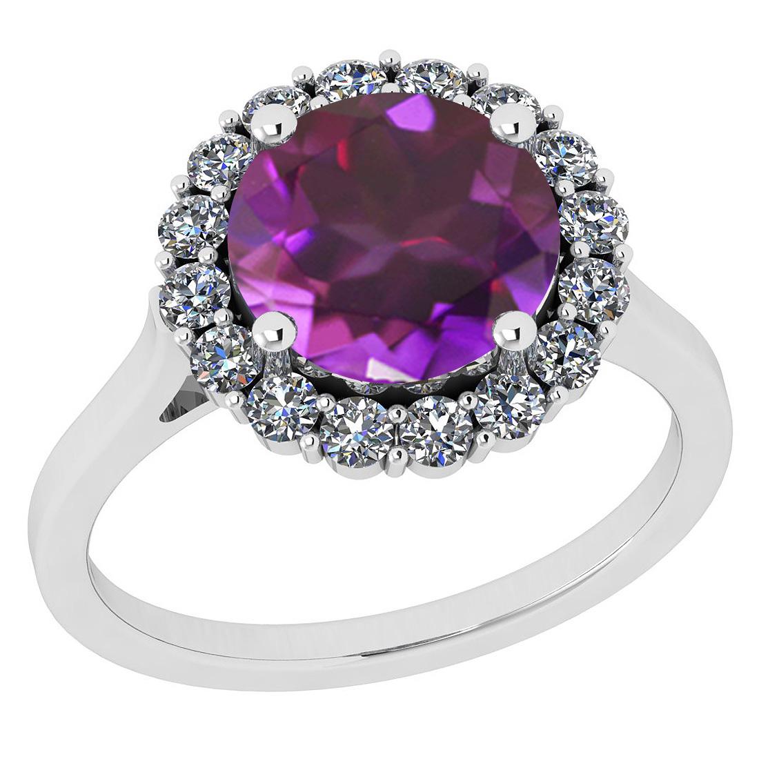 Certified 2.60 Ctw Amethyst And Diamond I2/I3 10K Gold: Certified 2.60 Ctw Amethyst And Diamond I2/I3 10K Gold Victorian Style Engagement Halo Ring -- Center Stone Approx Weight: 2.00 Ctw (1 pcs Round) Center Stone Color: Amethyst Center Stone Setting: Pro