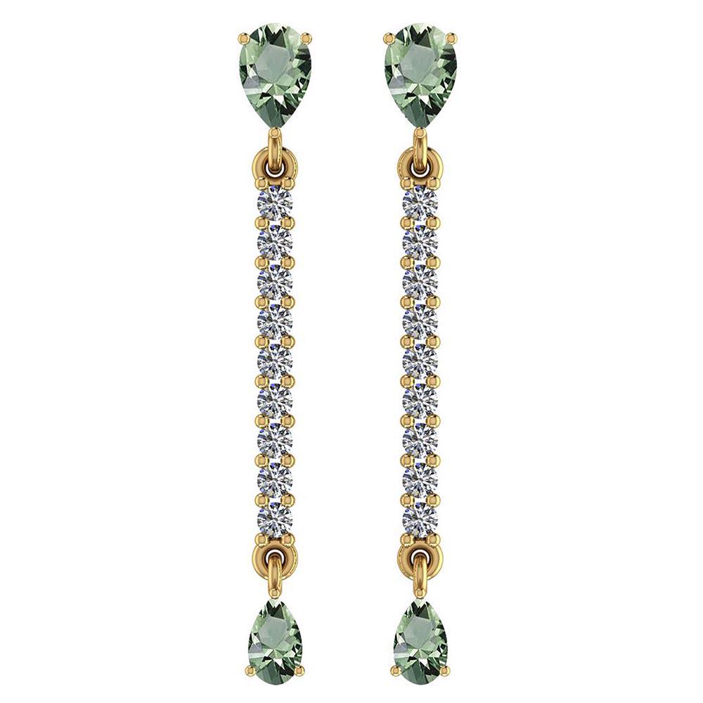 Certified 2.45 Ctw Green Amethyst And Diamond VS/SI1 14: Certified 2.45 Ctw Green Amethyst And Diamond VS/SI1 14K Yellow Gold Dangling Earrings -- Color Stone Approx Weight: 2.00 Ctw (4 Pcs Pear) Center Stone Color: Green Amethyst Center Stone Setting: Pron