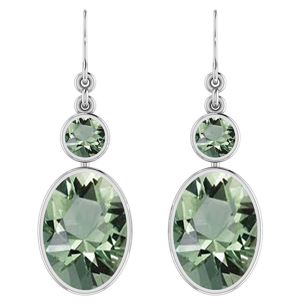 Certified 3.00 Ctw Green Amethyst 14K White Gold Wire H: Certified 3.00 Ctw Green Amethyst 14K White Gold Wire Hook Earrings -- Color Stone Approx Weight ; 3.00 Ctw (4 Pcs Oval& Round) Stone Color: Green Amethyst Stone Setting: Bezel Metal Approx Weight: 2.