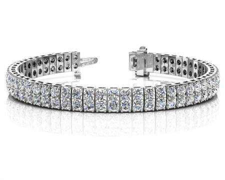 14K WHITE GOLD 4 CTW G-H I1/I2 TIMELESS TWO ROW DIAMOND: 14K WHITE GOLD 4 CTW G-H I1/I2 TIMELESS TWO ROW DIAMOND TENNIS BRACELET -- 14K WHITE GOLD 4 CTW G-H I1/I2 TIMELESS TWO ROW DIAMOND TENNIS BRACELET #IRS23460