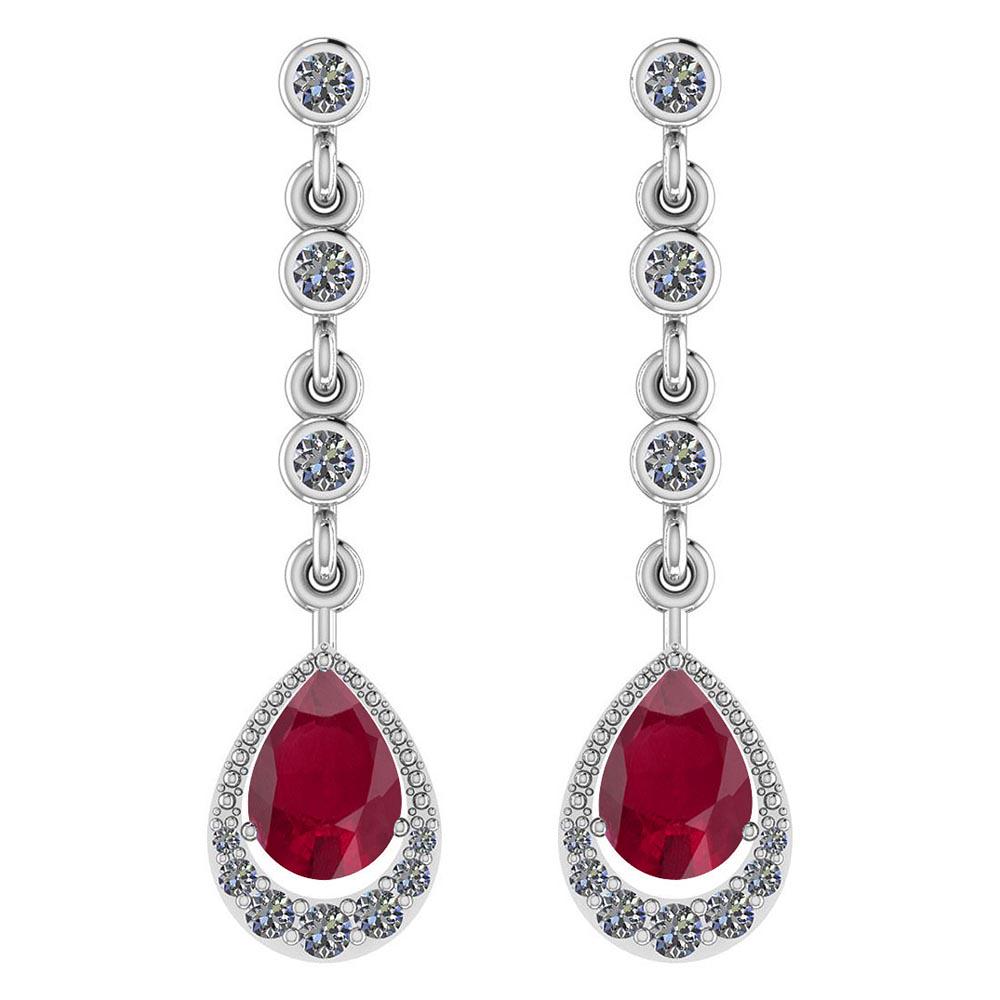 Certified 2.30 Ctw Ruby And Diamond VS/SI1 18K White Go: Certified 2.30 Ctw Ruby And Diamond VS/SI1 18K White Gold Dangling Earrings -- Color Stone Approx Weight: 2.00 Ctw (2 Pcs Pear) Center Stone Color: Ruby Center Stone Setting: Prong Side Stone (20 Pcs