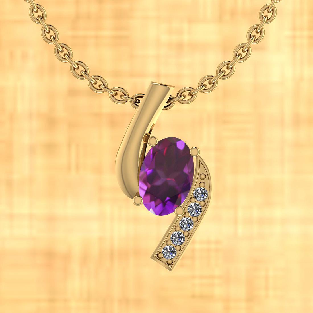 Certified 2.53 Ctw Amethyst And Diamond I2/I3 10K Gold: Certified 2.53 Ctw Amethyst And Diamond I2/I3 10K Gold Victorian Style Pendant -- Center Stone Approx Weight: 2.50 Ctw (1 pcs Oval) Center Stone Color: Amethyst Center Stone Setting: Prong Side Stone