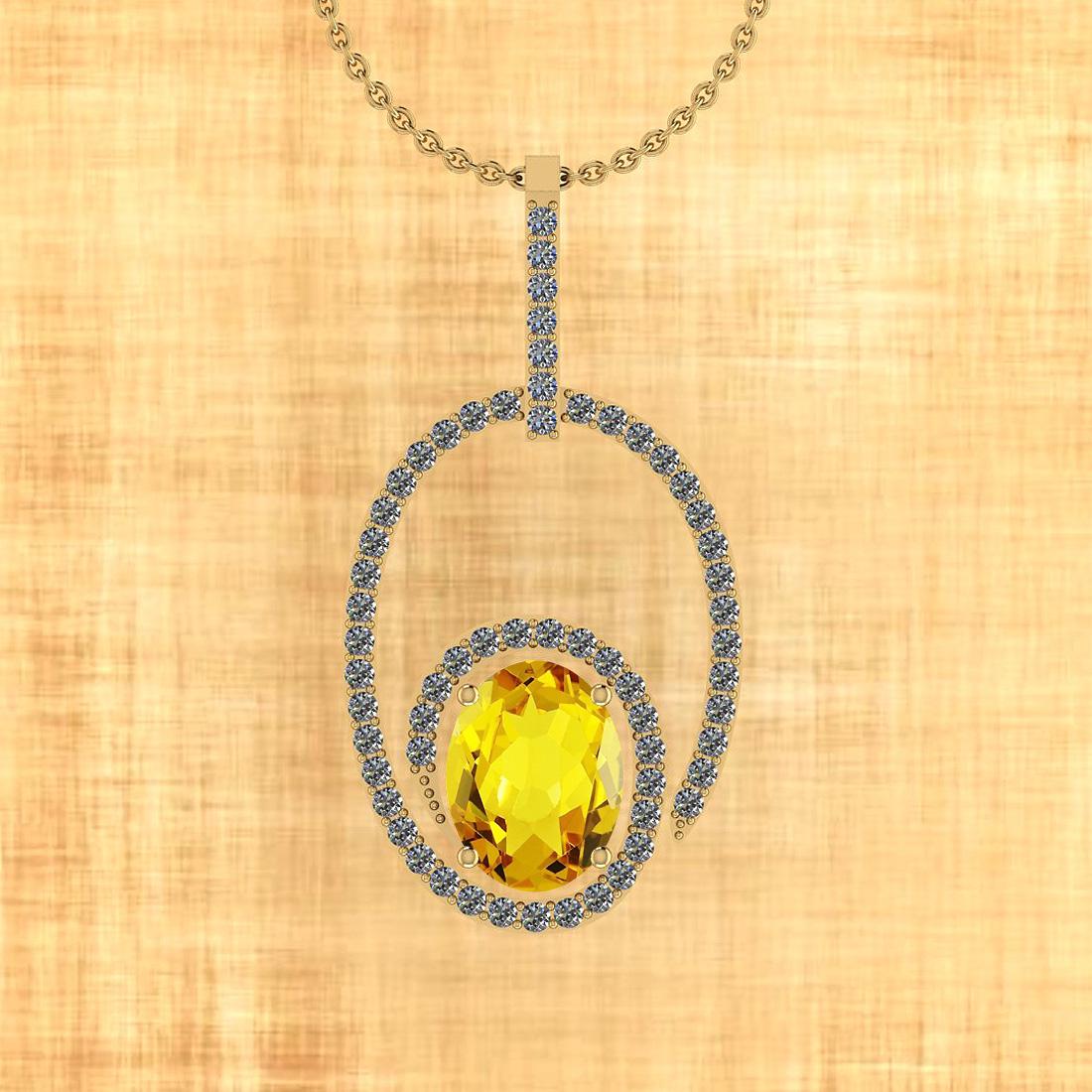 Certified 25.88 Ctw Lemon Topaz And Diamond I2/I3 10K G: Certified 25.88 Ctw Lemon Topaz And Diamond I2/I3 10K Gold Victorian Style Pendant -- Center Stone Approx Weight: 24.38 Ctw (1 pcs Oval) Center Stone Color: Lemon Topaz Center Stone Setting: Prong Sid