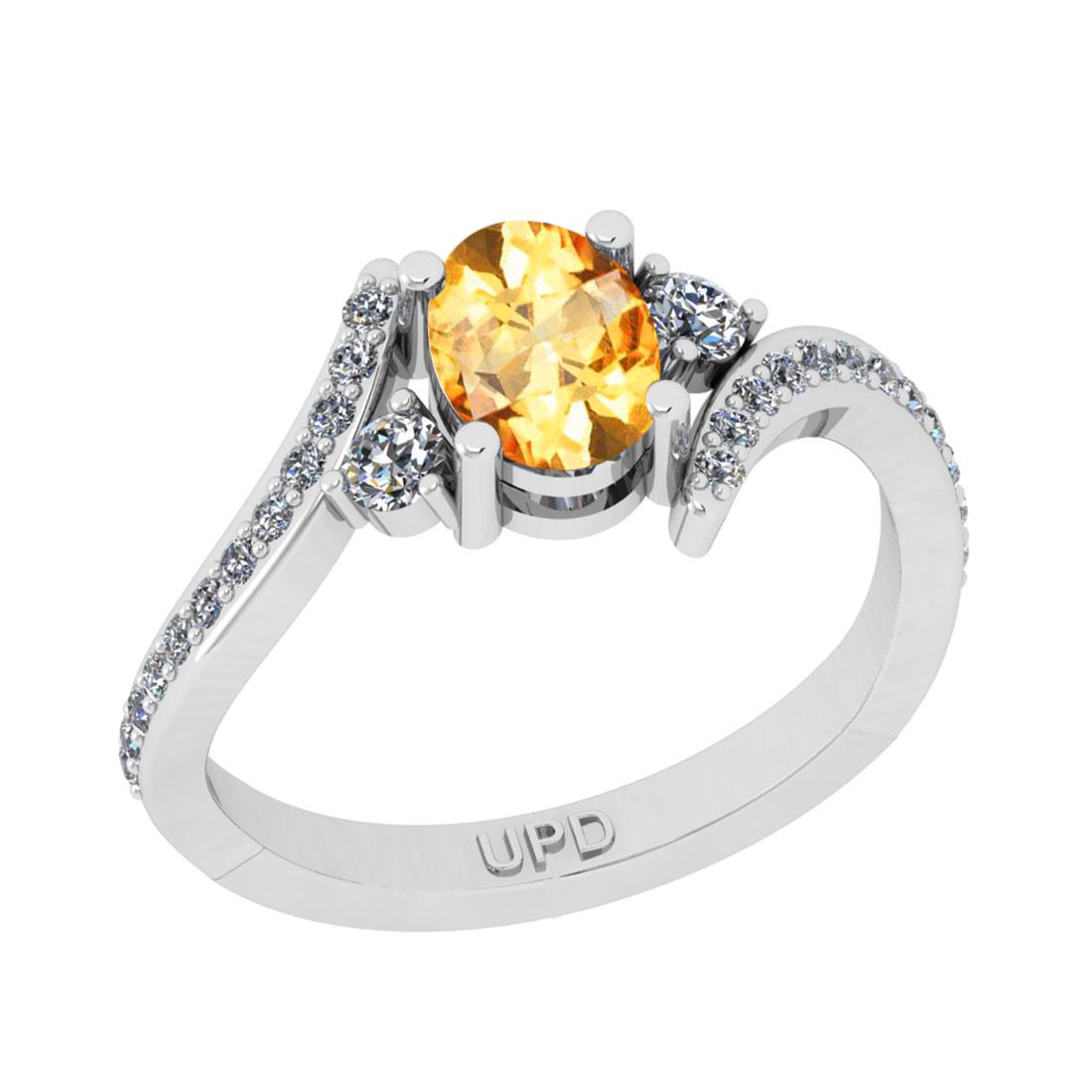 1.58 Ctw SI2/I1 Citrine And Diamond 10K White Gold Bypa: 1.58 Ctw SI2/I1 Citrine And Diamond 10K White Gold Bypass Engagement Ring -- Center Stone Weight : 1.25 Ctw ( Oval Cut ) Center Stone Color :-Citrine Center Stone Setting : Prong Side Stone Weight Of 