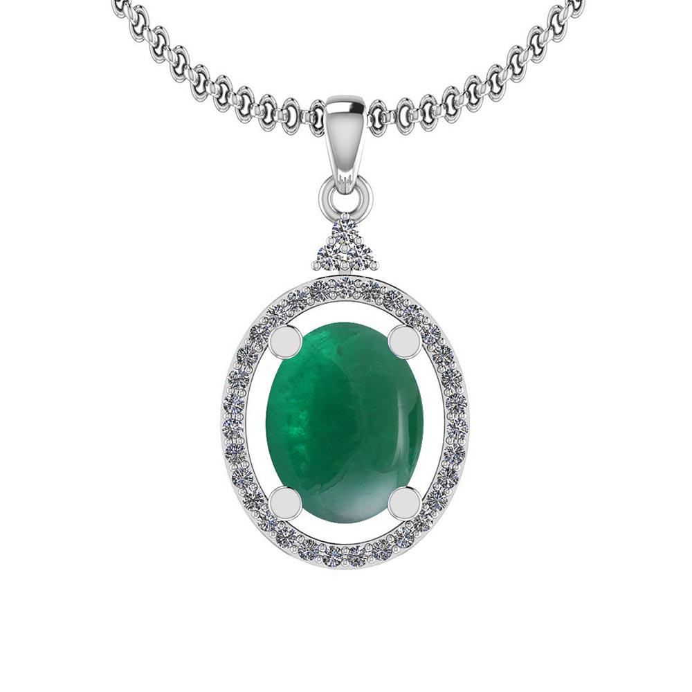 Certified 23.25 Ctw VS/SI1 Emerald And Diamond 14k Whit: Certified 23.25 Ctw VS/SI1 Emerald And Diamond 14k White Gold Victorian Style Pendant -- Center Stone Approx Weight: 22.96 Ctw (1 Pcs Oval Cab) Center Stone Color: Emerald Center Stone Setting: Prong 