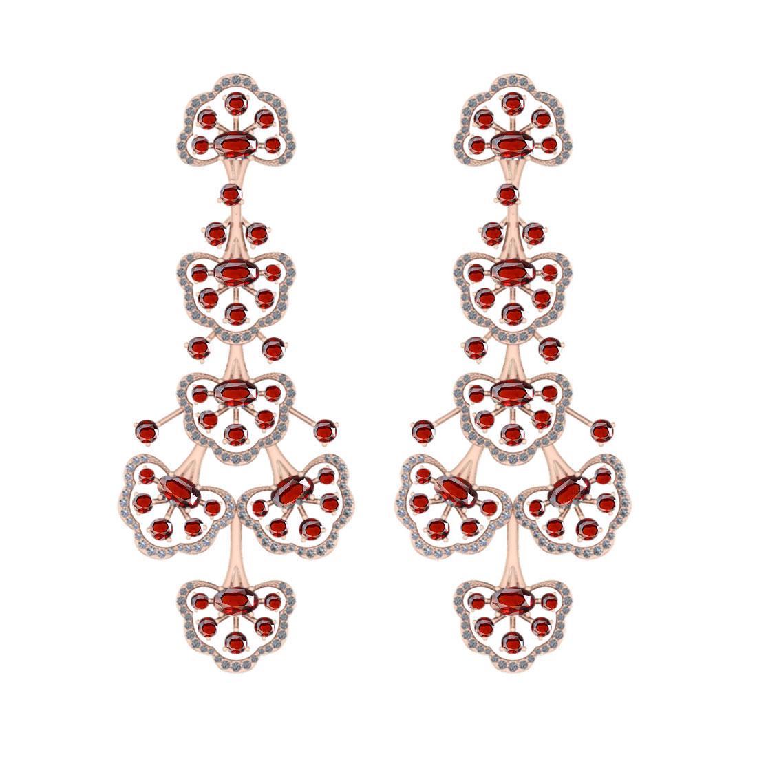 13.47 Ctw I2/I3 Garnet And Diamond 10K Rose Gold Antiqu: 13.47 Ctw I2/I3 Garnet And Diamond 10K Rose Gold Antique Style Earrings -- Center Stone Weight : 11.52 Ctw ( Oval & Round Cut ) Center Stone Color :-Garnet Center Stone Setting : Prong Side Stone Weig