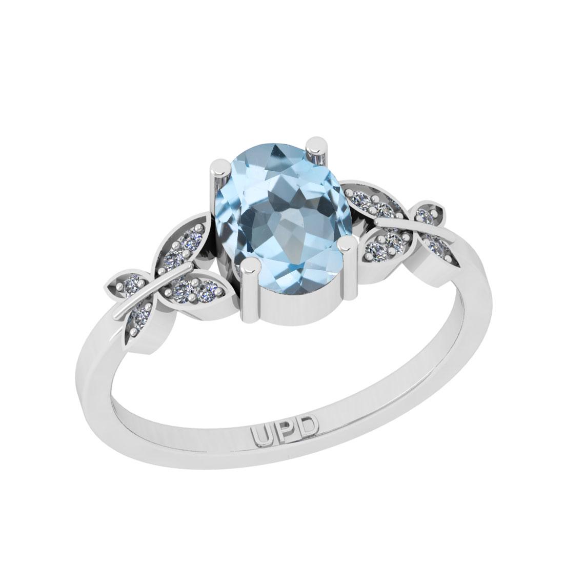 1.35 Ctw SI2/I1 Blue Topaz And Diamond 10K White Gold E: 1.35 Ctw SI2/I1 Blue Topaz And Diamond 10K White Gold Engagement Ring -- Center Stone Weight : 1.25 Ctw ( Oval Cut ) Center Stone Color :-Blue Topaz Center Stone Setting : Prong Side Stone Weight Of C