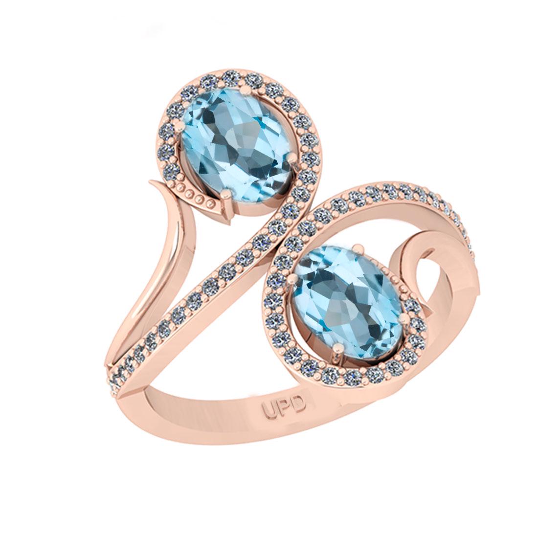 1.25 Ctw I2/I3 Blue Topaz And Diamond 10K Rose Gold two: 1.25 Ctw I2/I3 Blue Topaz And Diamond 10K Rose Gold two Stone Wedding Ring -- Center Stone Weight : 1.00 Ctw ( Oval Cut ) Center Stone Color :-Blue Topaz Center Stone Setting : Prong Side Stone Weight