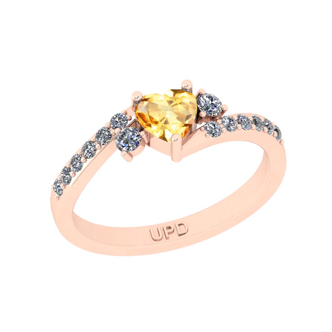 1.20 Ctw SI2/I1 Citrine And Diamond 10K Rose Gold Ring: 1.20 Ctw SI2/I1 Citrine And Diamond 10K Rose Gold Ring -- Center Stone Weight : 1.00 Ctw ( Heart Cut ) Center Stone Color :-Citrine Center Stone Setting : Prong Side Stone Weight Of Ctw 0.20 Ctw Side 