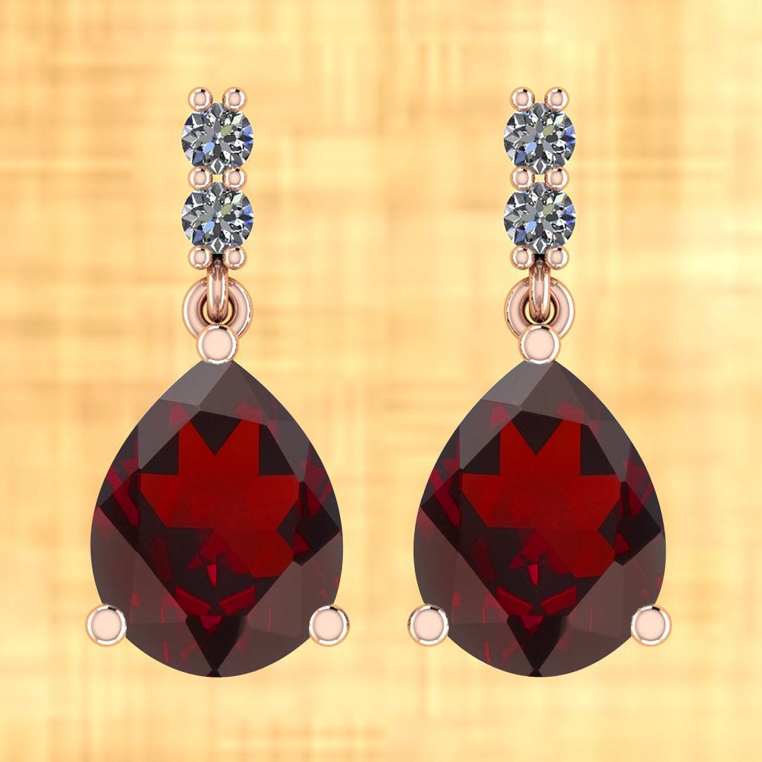 Certified 6.40 Ctw Garnet And Diamond I2/I3 10K Rose Go: Certified 6.40 Ctw Garnet And Diamond I2/I3 10K Rose Gold Dangling Earrings -- Color Stone Approx Weight: 6.00 Ctw (2pcs Pear) Center Stone Color: Garnet Center Stone Setting: Prong Side Stone Approx 