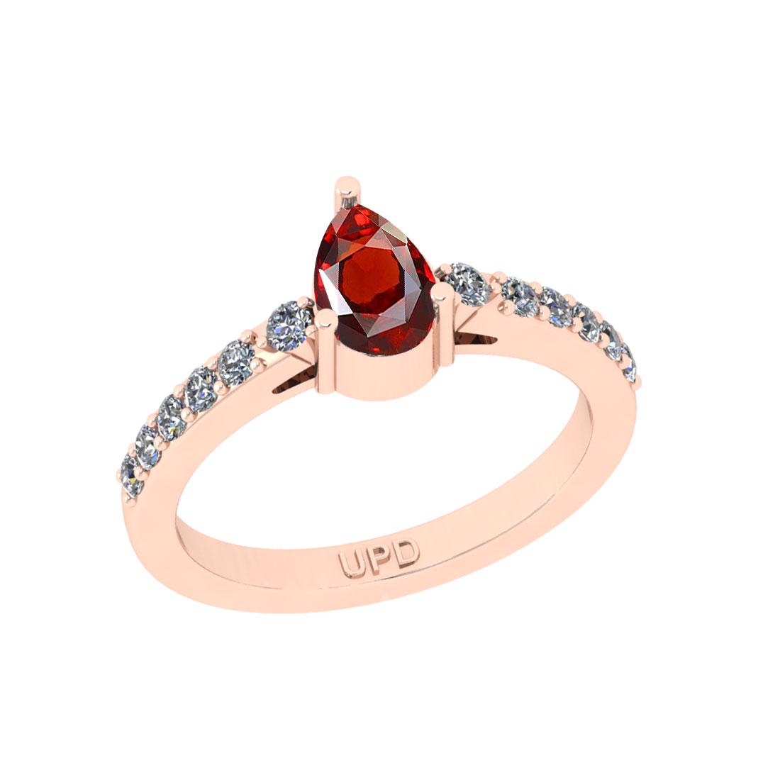 1.08 Ctw SI2/I1 Garnet And Diamond 10K Rose Gold Ring: 1.08 Ctw SI2/I1 Garnet And Diamond 10K Rose Gold Ring -- Center Stone Weight : 0.75 Ctw ( Oval Cut ) Center Stone Color :-Garnet Center Stone Setting : Prong Side Stone Weight Of Ctw 0.33 Ctw Side Sto