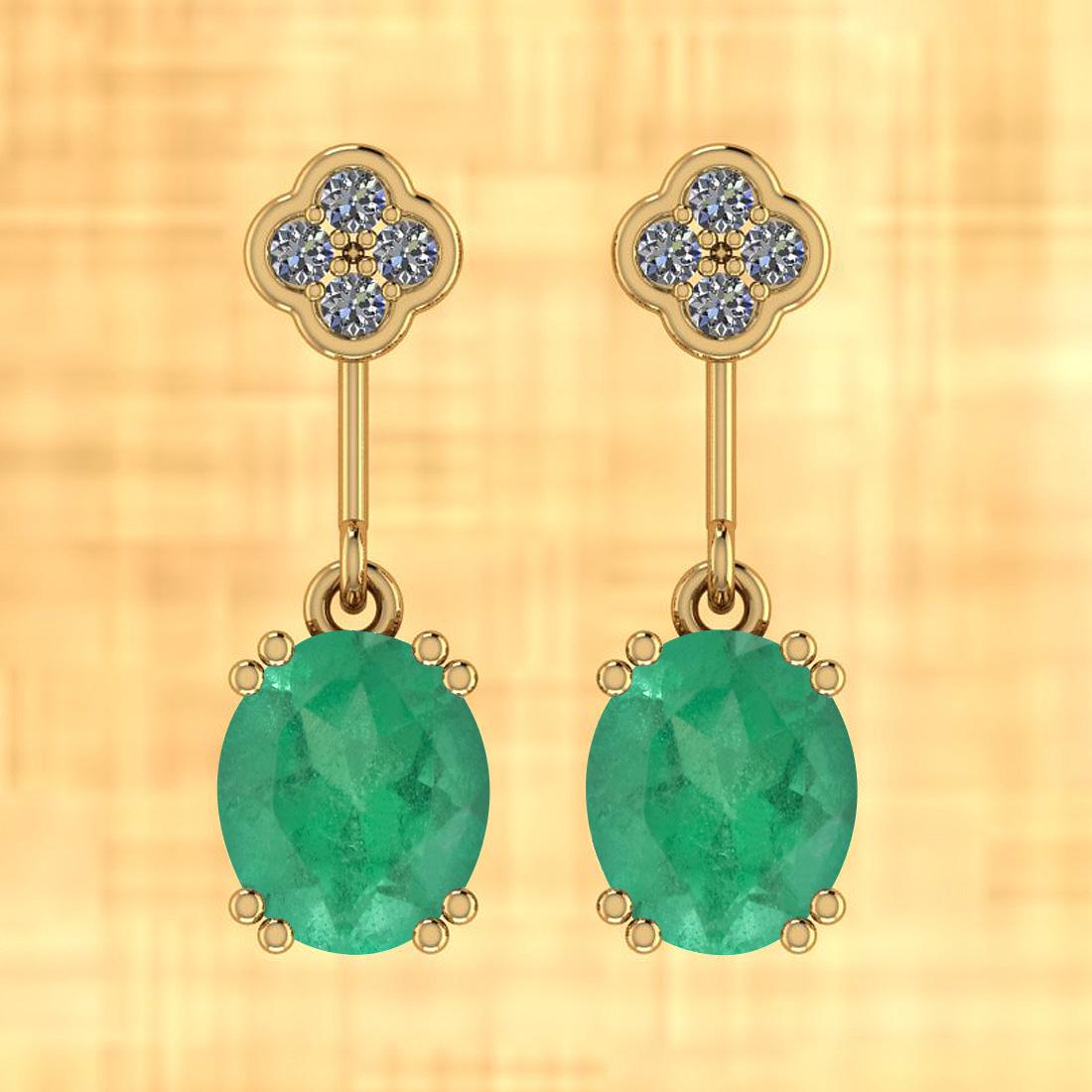 Certified 2.62 Ctw Emerald And Diamond SI2/I1 14K Yello: Certified 2.62 Ctw Emerald And Diamond SI2/I1 14K Yellow Gold Dangling Earrings -- Color Stone Approx Weight: 2.50 Ctw (2pcs Oval) Center Stone Color: Emerald Center Stone Setting: Prong Side Stone Ap