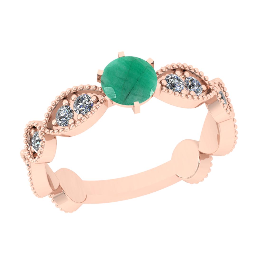 0.92 Ctw I2/I3 Emerald And Diamond 14K Rose Gold Ring: 0.92 Ctw I2/I3 Emerald And Diamond 14K Rose Gold Ring -- Center Stone Weight : 0.50 Ctw (Round Cut) Center Stone Color :-Emerald Stone Setting : Prong Side Stone Weight Of Ctw 0.42 Ctw Side Stone Colo