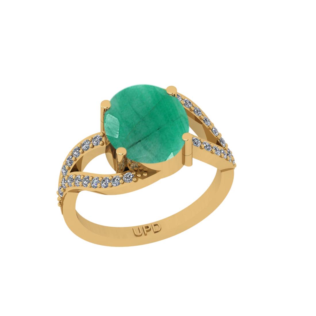 5.78 Ctw I2/I3 Emerald And Diamond 14K Yellow Gold Enga: 5.78 Ctw I2/I3 Emerald And Diamond 14K Yellow Gold Engagement Halo Ring -- Center Stone Weight : 5.50 Ctw (Oval Cut ) Center Stone Color : Emerald Center Stone Setting : Prong Side Stone Weight Of Ctw