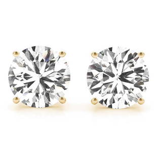CERTIFIED 1.1 CTW ROUND I/SI2 DIAMOND SOLITAIRE EARRING: CERTIFIED 1.1 CTW ROUND I/SI2 DIAMOND SOLITAIRE EARRINGS IN 14K YELLOW GOLD -- CERTIFIED 1.1 CTW ROUND I/SI2 DIAMOND SOLITAIRE EARRINGS IN 14K YELLOW GOLD #IRS21044