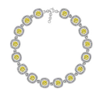8.80 Ctw I2/I3 Treated Fancy Yellow And White Diamond 1: 8.80 Ctw I2/I3 Treated Fancy Yellow And White Diamond 14K White Gold Bracelet -- Center Stone Weight : 7.20 Ctw (Round Cut ) Center Stone Color : Treated Fancy Yellow Diamond Center Stone Clarity :