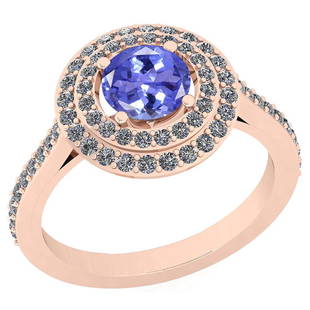 Certified 1.40 Ctw Tanzanite And Diamond VS/SI1 14K Ros: Certified 1.40 Ctw Tanzanite And Diamond VS/SI1 14K Rose Gold Halo Ring -- Color Stone Approx Weight: 0.84 Ctw (1 Pcs Round) Center Stone Color: Tanzanite Center Stone Setting: Prong Side Stone (62