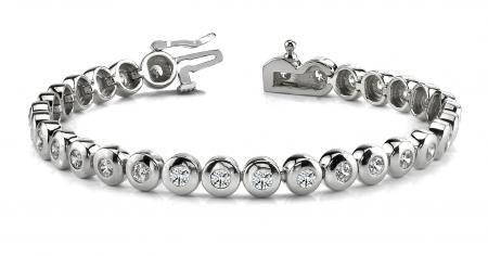 14KT WHITE GOLD 1 CTW G-H SI2/SI3 BEZEL SET DIAMOND TEN: 14KT WHITE GOLD 1 CTW G-H SI2/SI3 BEZEL SET DIAMOND TENNIS BRACELET -- 14KT WHITE GOLD 1 CTW G-H SI2/SI3 BEZEL SET DIAMOND TENNIS BRACELET #IRS20258
