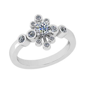 0.90 Ctw SI2/I1 Diamond Prong& Bezel Set 14K White Gold: 0.90 Ctw SI2/I1 Diamond Prong& Bezel Set 14K White Gold Anniversary Ring -- Center Stone Weight : 0.50 Ctw (Round Cut ) Center Stone Color : J-K Center Stone Clarity : SI2/I1 Center Stone Setting :