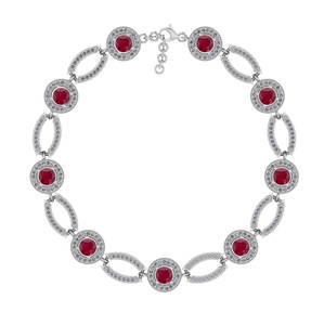 4.15 Ctw I2/I3 Ruby And Diamond 14K White Gold Bracelet