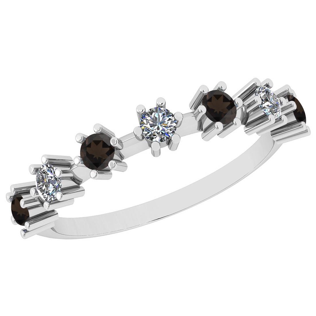 Certified 0.48 Ctw Smoky Quartz And Diamond I2/I3 10K W: Certified 0.48 Ctw Smoky Quartz And Diamond I2/I3 10K White Gold Band Ring Size: 6 (Free Sizing Avail) -- Color Stone Approx Weight: 0.27 Ctw (4 pcs Round) Center Stone Color: Smoky Quartz Center Ston