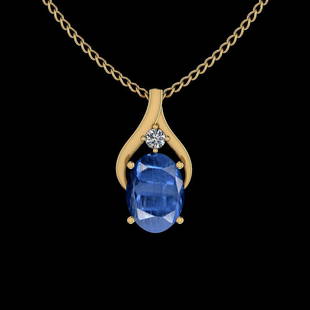 Certified 2.67 Ctw Kyanite And Diamond I1/I2 10k Yellow: Certified 2.67 Ctw Kyanite And Diamond I1/I2 10k Yellow Gold Pendant -- Color Stone Approx Weight: 2.60 Ctw (1pcs Oval) Center Stone Color: Kyanite Center Stone Setting: Prong Side Stone Approx