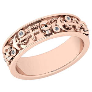 Certified 0.05 Ctw Diamond I1/I2 Skull Band 10K Rose Go