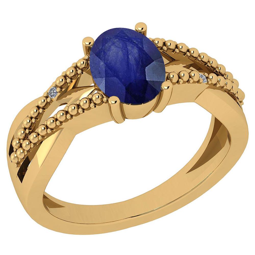 Certified 0.51 Ctw Blue Sapphire And Diamond VS/SI1 10K: Certified 0.51 Ctw Blue Sapphire And Diamond VS/SI1 10K Yellow Gold Ring -- Color Stone Approx Weight: 0.50 Ctw (1 Pcs Oval) Center Stone Color: Blue Sapphire Center Stone Setting: Prong Side Stone (2