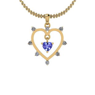 Certified 0.78 Ctw Tanzanite And Diamond VS/SI1 18K Yel: Certified 0.78 Ctw Tanzanite And Diamond VS/SI1 18K Yellow Gold Pendant -- Color Stone Approx Weight: 0.50 Ctw (1 Psc Heart) Center Stone Color: Tanzanite Center Stone Setting: Prong Side Stone