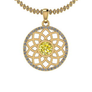 Certified 0.80 Ctw Treated Fancy Yellow And White Diamo: Certified 0.80 Ctw Treated Fancy Yellow And White Diamond I2/I3 10K Yellow Gold Pendant -- Color Stone Approx Weight: 0.50 Ctw (1 Psc Round) Center Stone Color: Treated Fancy Yellow Diamond Center