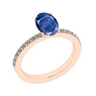 Certified 2.03 Ctw Kyanite And Diamond I1/I2 10k Rose G: Certified 2.03 Ctw Kyanite And Diamond I1/I2 10k Rose Gold Anniversary Ring -- Color Stone Approx Weight: 1.94 Ctw (1pcs Oval) Center Stone Color: Kyanite Center Stone Setting: Prong Side Stone