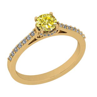 0.70 Ctw I2/I3 Treated Fancy Yellow And White Diamond 1: 0.70 Ctw I2/I3 Treated Fancy Yellow And White Diamond 14K Yellow Gold Ring -- Center Stone Weight : 0.50 Ctw (Round Cut) Center Stone Color :-Treated Fancy Yellow Diamond Center Stone Clarity : I2/I3