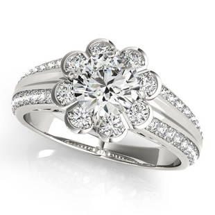 Certified 1.75 Ctw SI2/I1 Diamond 14K White Gold Victor: Certified 1.75 Ctw SI2/I1 Diamond 14K White Gold Victorian Style Engagement Halo Ring -- Center Diamond Approx Weight: 1.10 Ctw (Round Cut) Center Color: J-K Center Stone Clarity: SI2/I1 Center Stone