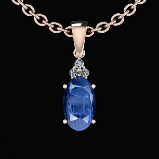 Certified 3.39 Ctw Kyanite And Diamond I1/I2 10k Rose G: Certified 3.39 Ctw Kyanite And Diamond I1/I2 10k Rose Gold Pendant -- Color Stone Approx Weight: 3.29 Ctw (1pcs Oval) Center Stone Color: Kyanite Center Stone Setting: Prong Side Stone Approx Weight: