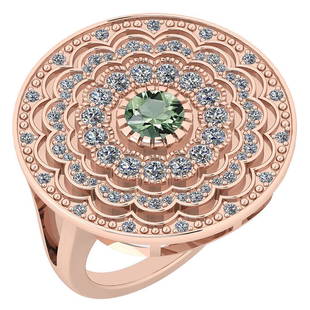 1.34 Ctw Green Amethyst And Diamond VS/SI1 Antique Styl: 1.34 Ctw Green Amethyst And Diamond VS/SI1 Antique Styles 14K Rose Gold Ring -- Center Stone Approx Weight ; 0.50 Ctw (1 Pcs Round) Center Stone Color: Green Amethyst Center Stone Setting ; Bezel