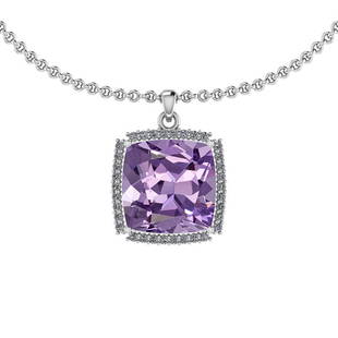 Certified 15.54 Ctw Amethyst And Diamond I2/I3 10K Gold: Certified 15.54 Ctw Amethyst And Diamond I2/I3 10K Gold Victorian Style Pendant -- Center Stone Approx Weight: 15.07 Ctw (1 Pcs Cushion) Center Stone Color: Amethyst Center Stone Setting: Prong Side