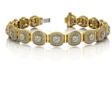 14KT YELLOW GOLD 3 CTW G-H SI2/SI3 FANCIFUL ROUND DIAMO: 14KT YELLOW GOLD 3 CTW G-H SI2/SI3 FANCIFUL ROUND DIAMOND BRACELET WITH TUBE LINKS -- 14KT YELLOW GOLD 3 CTW G-H SI2/SI3 FANCIFUL ROUND DIAMOND BRACELET WITH TUBE LINKS #IRS20281