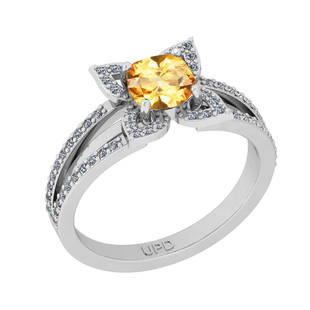 0.80 Ctw SI2/I1 Citrine And Diamond 10K White Gold Anni: 0.80 Ctw SI2/I1 Citrine And Diamond 10K White Gold Anniversary Ring -- Center Stone Weight : 0.50 Ctw ( Cushion Cut ) Center Stone Color :-Citrine Center Stone Setting : Prong Side Stone Weight Of