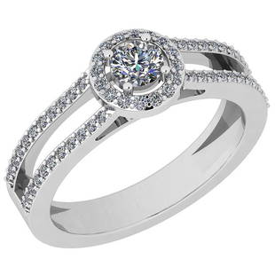 Certified 0.56 Ctw Diamond VS/SI1 18K White Gold Halo R: Certified 0.56 Ctw Diamond VS/SI1 18K White Gold Halo Ring -- Center Stone Approx Weight ; 0.25 Ctw (1 Pcs Round) Center Stone Color: White G-H Diamond Stone Clarity: VS/SI1 Center Stone Setting ;