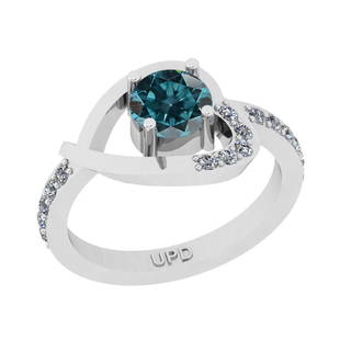 0.95 Ctw I2/I3 Treated Fancy Blue And White Diamond 14K: 0.95 Ctw I2/I3 Treated Fancy Blue And White Diamond 14K White Gold Ring -- Center Stone Weight : 0.70 Ctw (Round Cut ) Center Stone Color : Treated Fancy Blue Diamond Center Stone Clarity : I2/I3