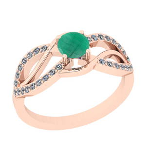 1.10 Ctw SI2/I1 Emerald And Diamond 14K Rose Gold Engag: 1.10 Ctw SI2/I1 Emerald And Diamond 14K Rose Gold Engagement Ring -- Center Stone Weight : 0.80 Ctw (Round Cut) Center Stone Color : Emerald Stone Setting : Prong Side Stone Weight Of Ctw 0.30 Ctw