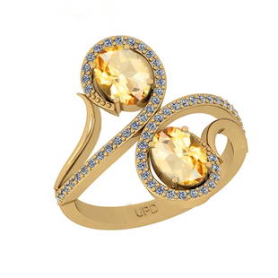 1.25 Ctw I2/I3 Citrine And Diamond 10K Yellow Gold two: 1.25 Ctw I2/I3 Citrine And Diamond 10K Yellow Gold two Stone Wedding Ring -- Center Stone Weight : 1.00 Ctw ( Oval Cut ) Center Stone Color :-Citrine Center Stone Setting : Prong Side Stone Weight Of