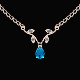 Certified 10.27 Ctw Blue Topaz And Diamond I2/I3 10K Go: Certified 10.27 Ctw Blue Topaz And Diamond I2/I3 10K Gold Victorian Style Pendant -- Center Stone Approx Weight: 9.87 Ctw (1 pcs Pear) Center Stone Color: Blue Topaz Center Stone Setting: Prong Side