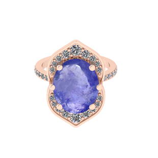 10.71 Ctw I2/I3 Tanzanite And Diamond 14K Rose Gold Eng: 10.71 Ctw I2/I3 Tanzanite And Diamond 14K Rose Gold Engagement Ring -- Center Stone Weight : 10.05 Ctw (Oval Cab ) Center Stone Color : Tanzanite Center Stone Setting : Prong Side Stone Weight Of Ctw