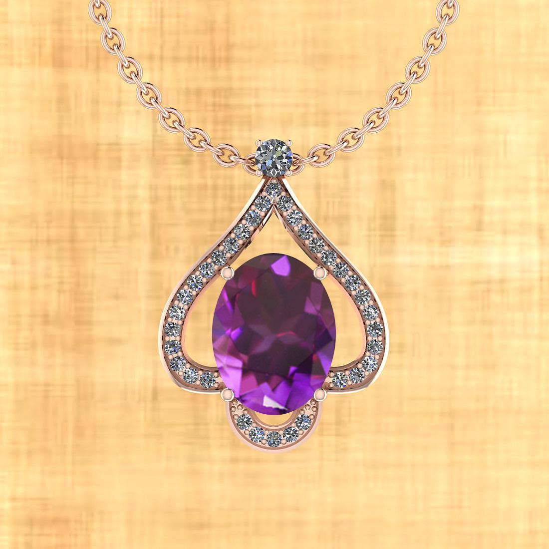 Certified 13.40 Ctw Amethyst And Diamond I2/I3 10K Gold: Certified 13.40 Ctw Amethyst And Diamond I2/I3 10K Gold Victorian Style Pendant -- Center Stone Approx Weight: 12.38 Ctw (1 pcs Oval) Center Stone Color: Amethyst Center Stone Setting: Prong Side Ston