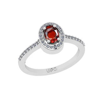 0.74 Ctw I2/I3 Garnet And Diamond 10K White Gold Ring: 0.74 Ctw I2/I3 Garnet And Diamond 10K White Gold Ring -- Center Stone Weight : 0.50 Ctw ( Oval Cut ) Center Stone Color :-Garnet Center Stone Setting : Prong Side Stone Weight Of Ctw 0.24 Ctw Side