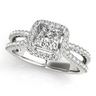 Certified 1.55 Ctw SI2/I1 Diamond 14K White Gold Engage: Certified 1.55 Ctw SI2/I1 Diamond 14K White Gold Engagement Halo Ring -- Center Diamond Approx Weight: 1.00 Ctw (Princess Cut) Center Color: J-K Center Stone Clarity: SI2/I1 Center Stone Setting: